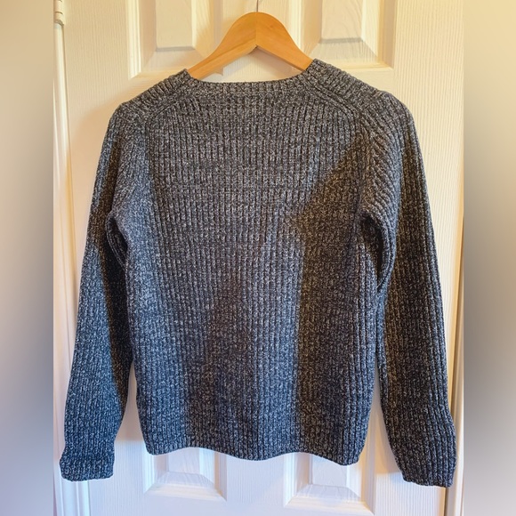 Club Monaco | Black heavy knit crew neck wool sweater with white flecks - Picture 5 of 8